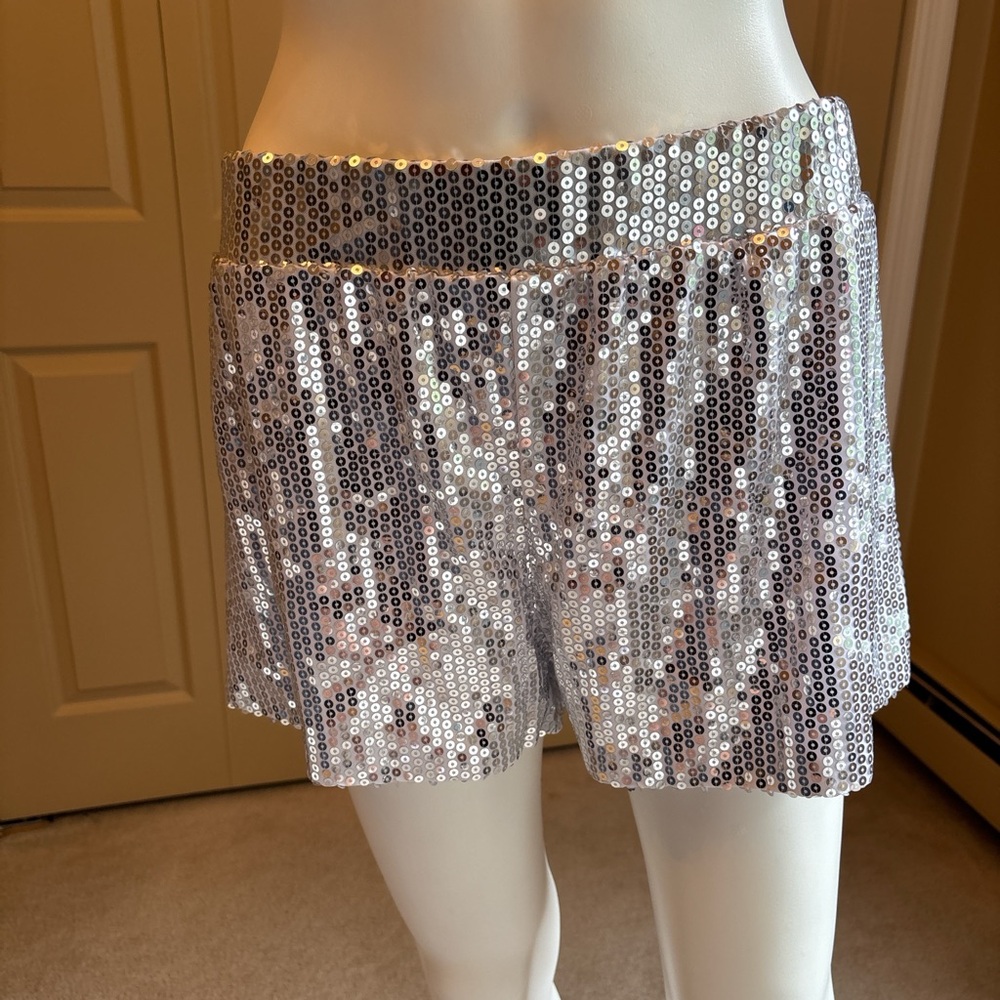 Silver sequined shorts